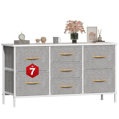 GoaHi Chest of Drawers, Small Dressers with Metal Frame and MDF Wooden Top Board, Adjustable Feet, Anti-Tip Safety