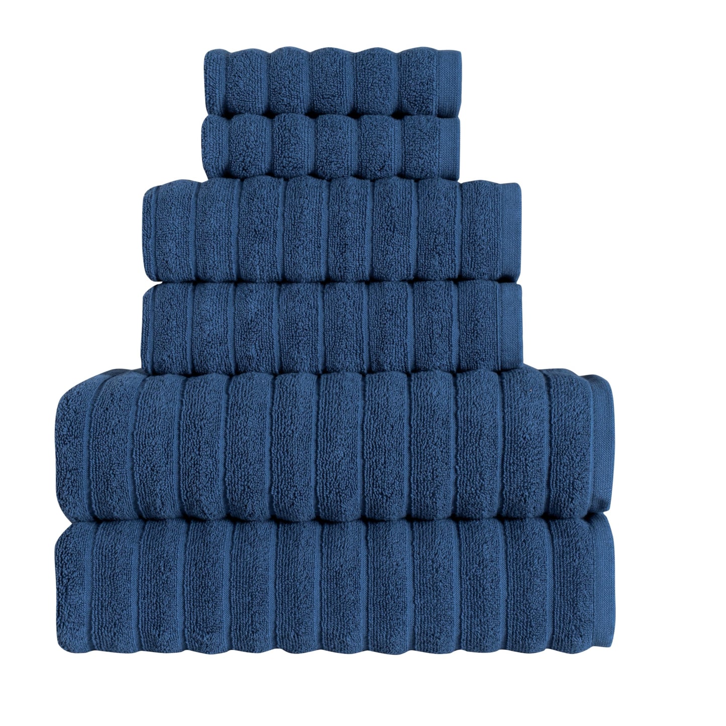 BERIBO Cloud Turkish Towels 100% Cotton - Set of 6-620gsm (Deep Navy)