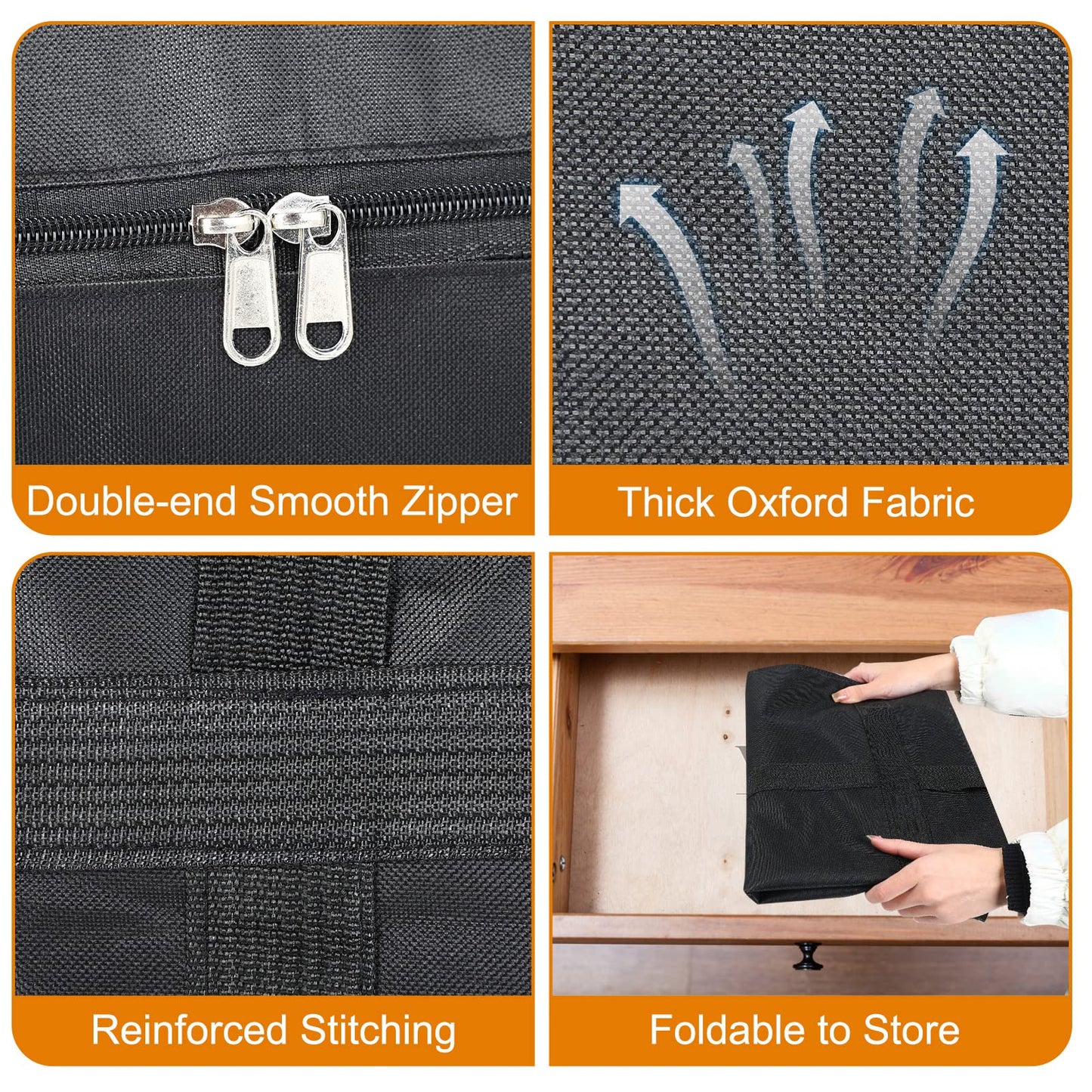 2Pack Duvet Storage Bags with Zips - Large Underbed Storage - Perfect for Wardrobe, Bedroom, Moving Boxes