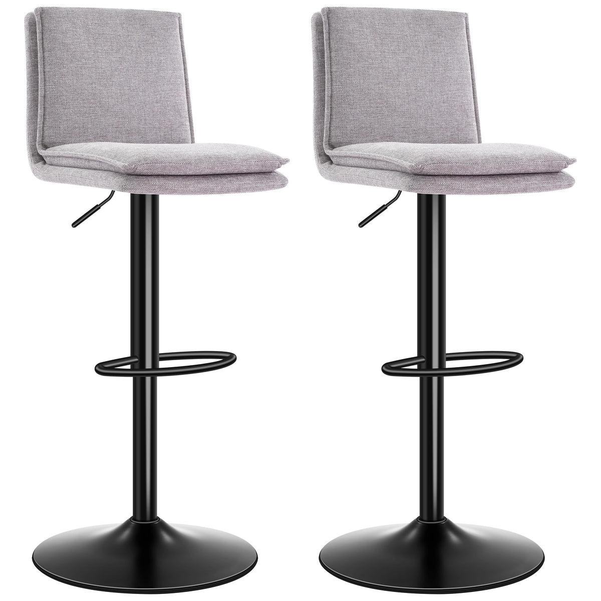 LXRADEO Bar Stools Set of 2 Adjustable Swivel Counter Height Breakfast Barstools with Backrest - Breathable Linen Fabric & Soft Cushioned Seat