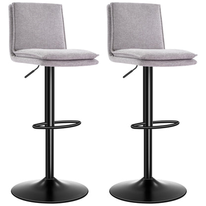 LXRADEO Bar Stools Set of 2 Adjustable Swivel Counter Height Breakfast Barstools with Backrest - Breathable Linen Fabric & Soft Cushioned Seat
