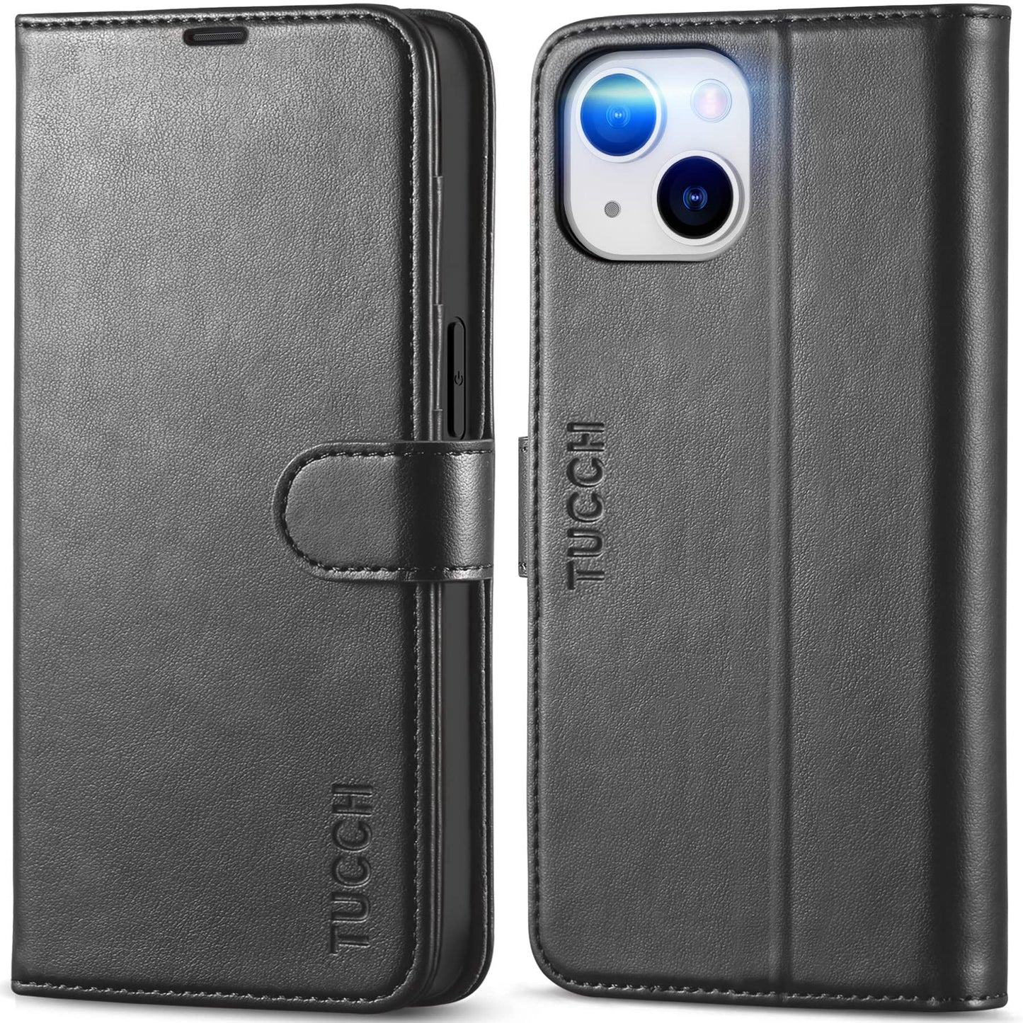 TUCCH Case for iPhone 14 (6.1") 2022 5G, PU Leather Wallet Magnetic Protective Flip Folio Case Cover with[RFID Blocking]Credit Card Slot[Viewing