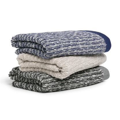 Möve Brooklyn Pinstripe Hand Towel 50 x 100 cm Natural/Deep Sea