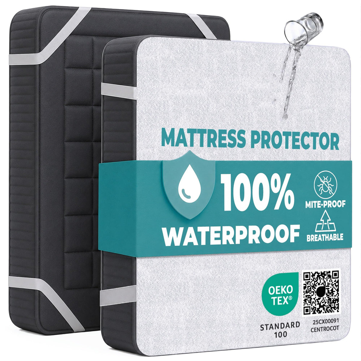 King Size Mattress Protector Waterproof for Bed 150x190 cm Premium Cotton Terry Bed Cover with Elastic Straps Sheet Soft and Breathable Mattress