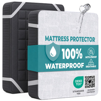 King Size Mattress Protector Waterproof for Bed 150x190 cm Premium Cotton Terry Bed Cover with Elastic Straps Sheet Soft and Breathable Mattress