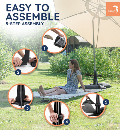 Baser Parasol Base with fillable Sandbag weights 30 KG, up to 3.3 M Parasol, Made of Recycled Materials in Denmark