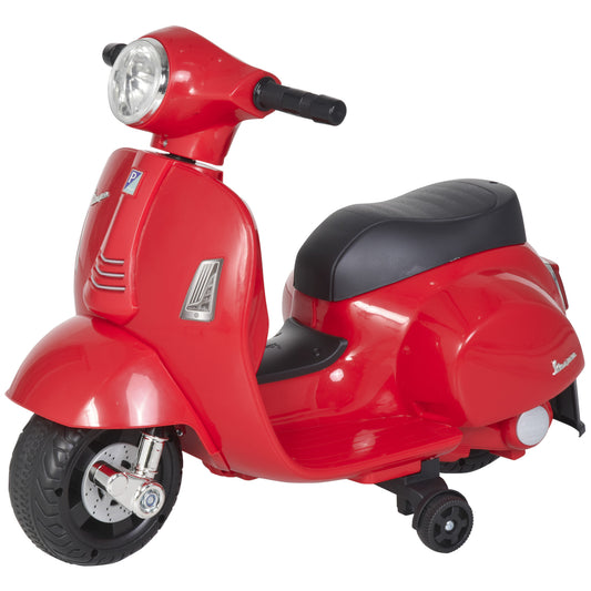 HOMCOM Vespa Licensed 6V Kids Electric Motorbike Ride On Motorcycle  Battery Powered for 18-36 Months with Horn, Red