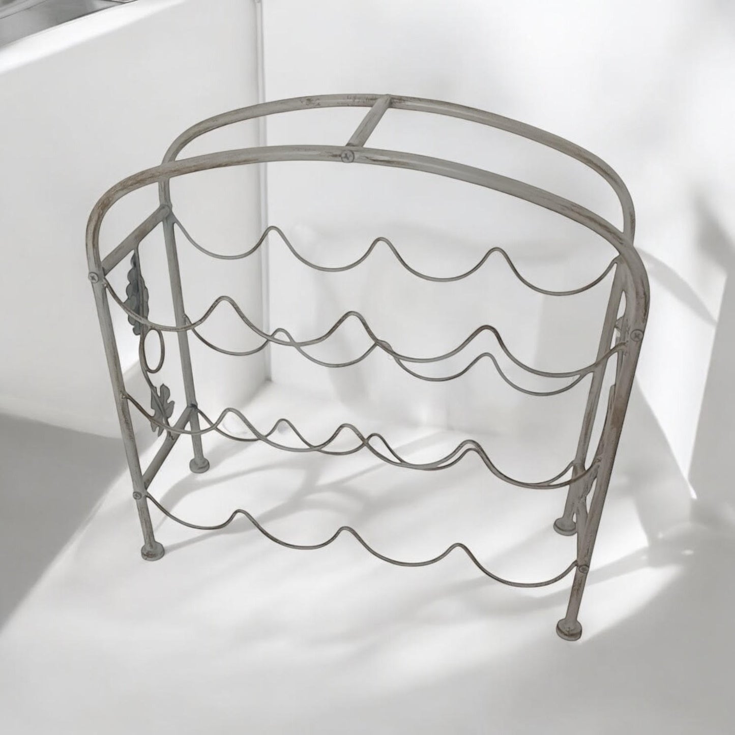 AcaciaHome Stylish and Elegant 40CM 12-Bottle Wine Holder – Sleek design complements modern and traditional spaces with Solid Wood Rack for Wine Storage for Bar, Office, and Living spaces (Cream)