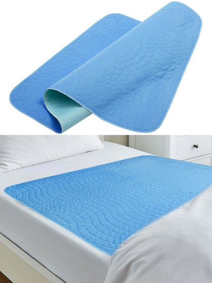 Blue Incontinence Washable Bed Pads Protection Sheets - Reusable High Absorbency