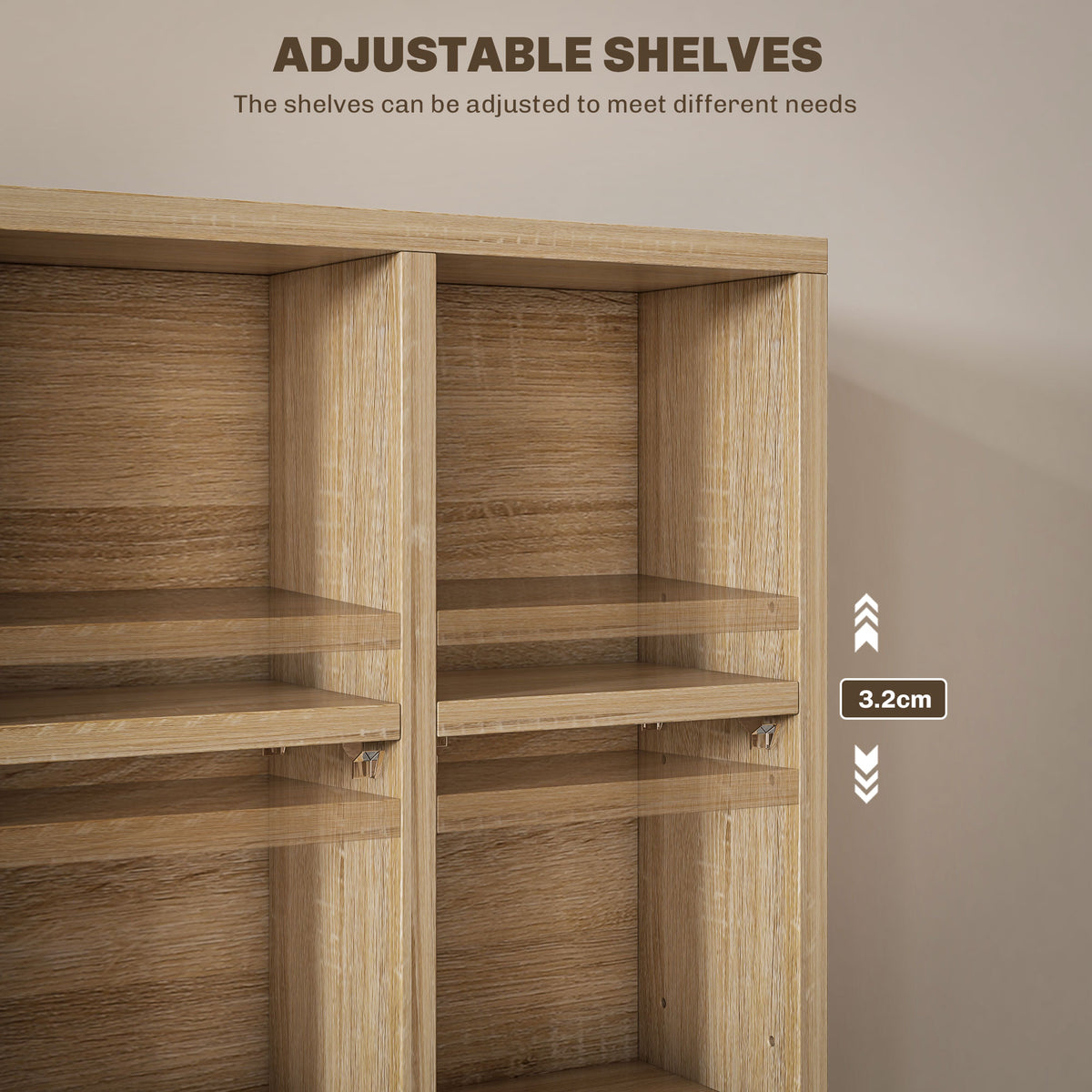 HOMCOM CD Storage Unit with Adjustable Shelves, Suitable for up to 456 CDs, 89 x 130.5 cm, Nature Wood Finish