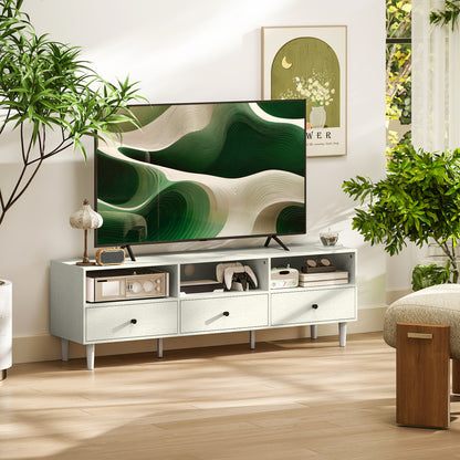 HOMCOM Multi-Storage Minimal TV Stand - Cream White