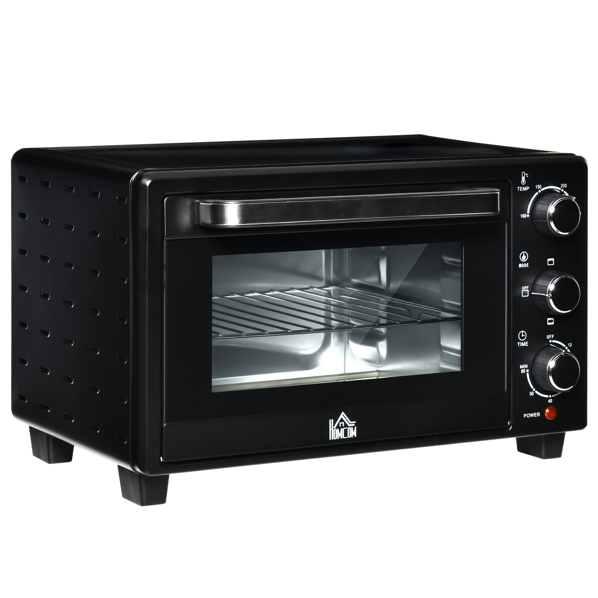 HOMCOM 21L Mini Countertop Oven, 100°C-230°C Adjustable Temp - Black