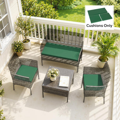 Outsunny Outdoor Seat Cushion Pads for Rattan Furniture, 3 PCs Garden Furniture Cushions, Green