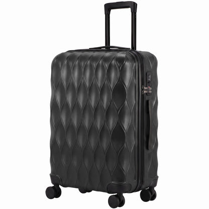 HOMCOM 26Inch 65cm Suitcase, ABS Hard Shell Checked Luggage with TSA Lock, Spinner Wheels, Telescopic Handle, Black