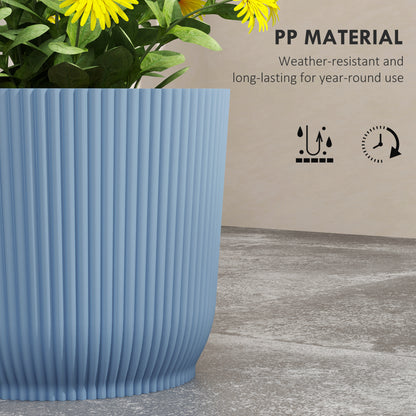 Outsunny Set of Two Ф22cm Planters - Blue