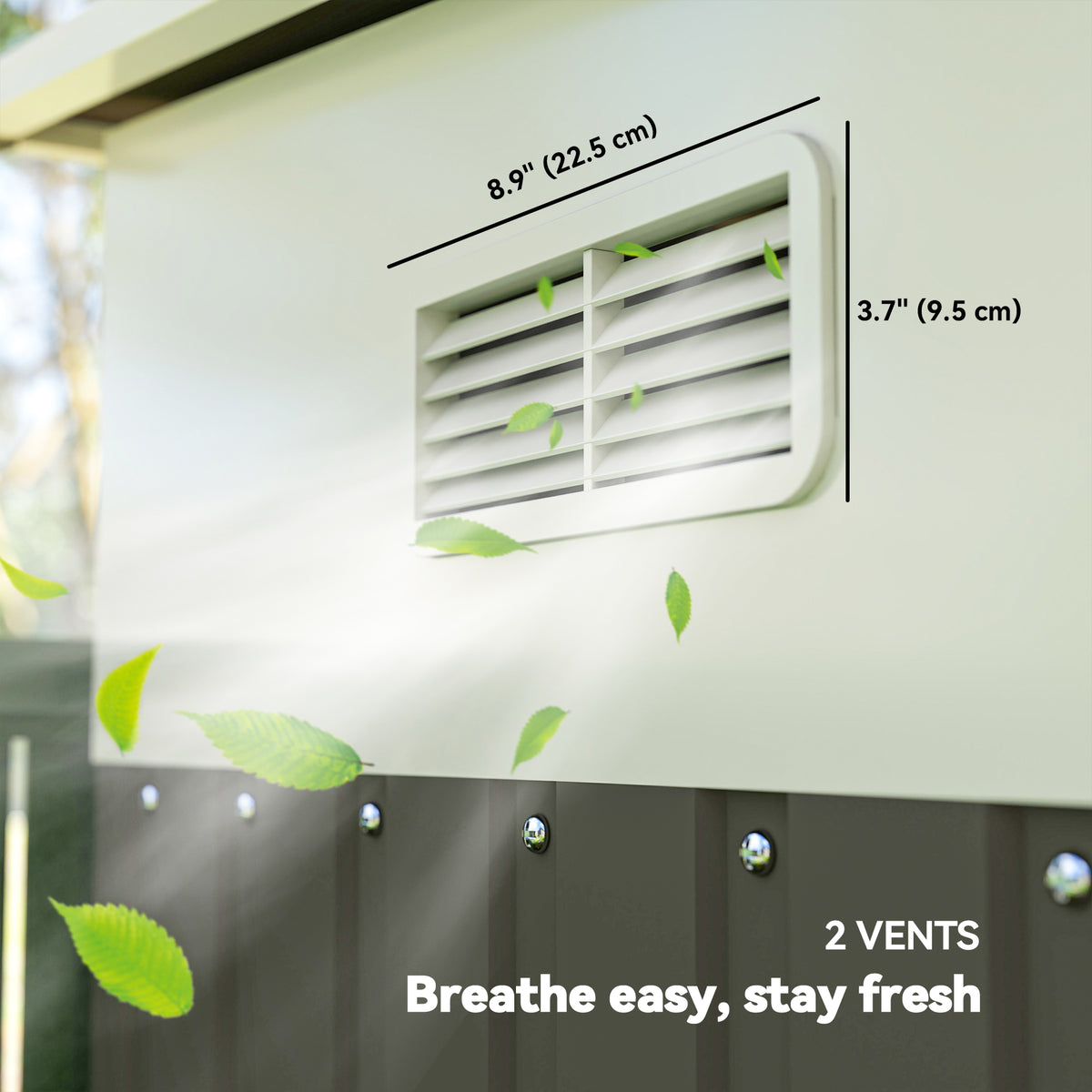 Outsunny 11.3 x 9.2ft Lean to Metal Garden Shed, Waterproof Outdoor Tool & Bike Storage Shed Galvanised with Lockable Double Sliding Doors, Pent Roof and 2 Air Vents, Grey