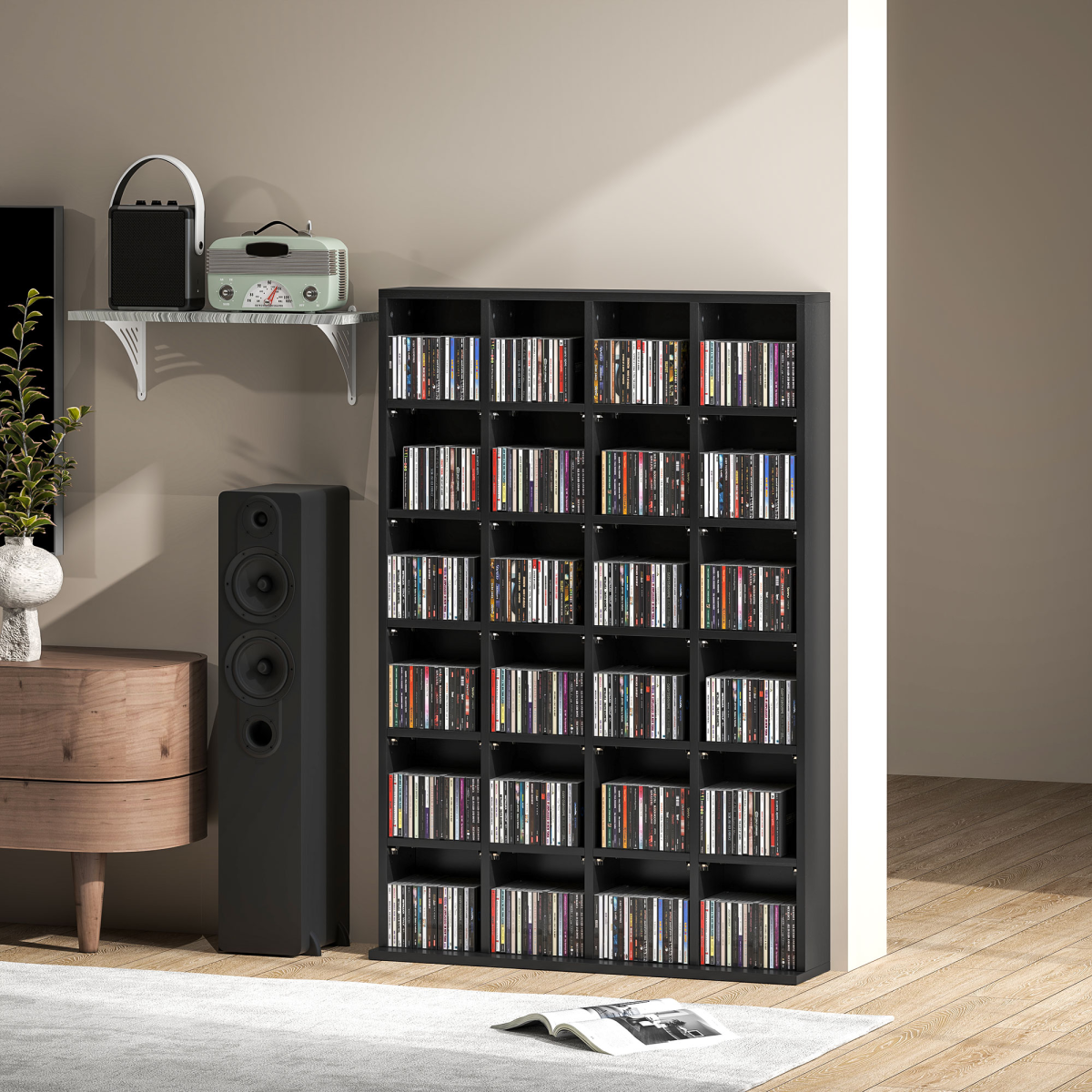 HOMCOM DVD CD Media Storage Rack, Video Display Unit, 89 x 130.5 cm, Black