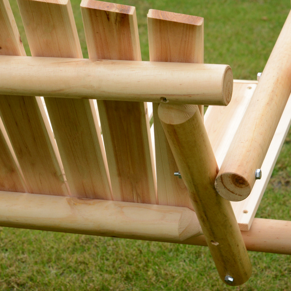 Outdoor 2 Seater Porch Swing Wooden Rustic Patio Bench Hammock w/ Armrest