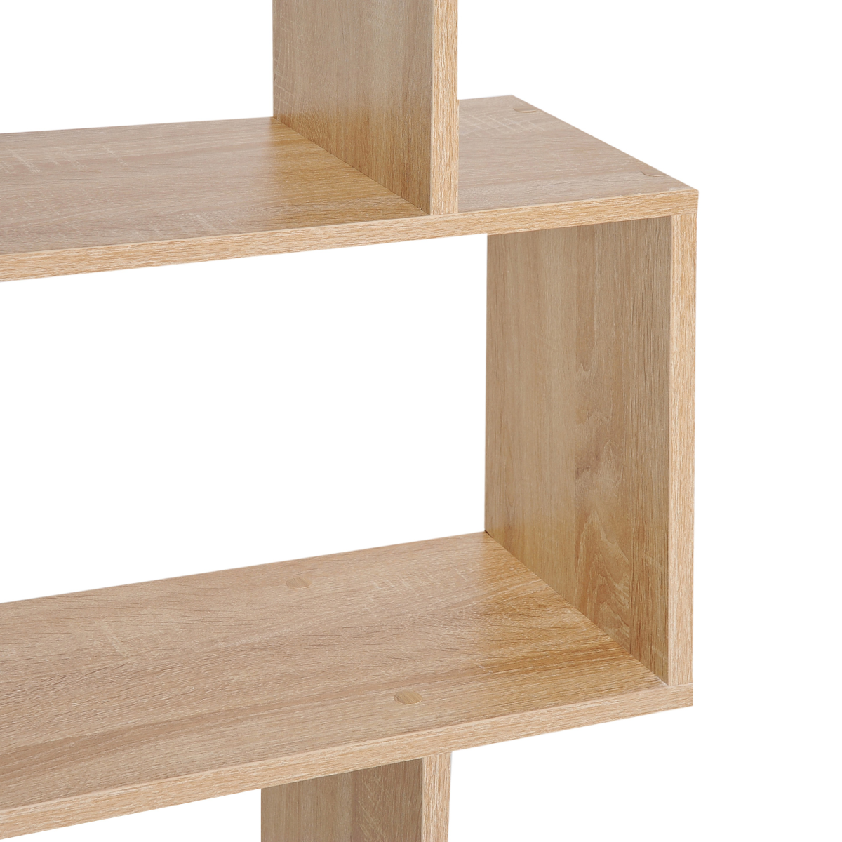 6-Tier Wooden Modern S-Shaped Shelf Storage Unit Home Office Oak Colour
