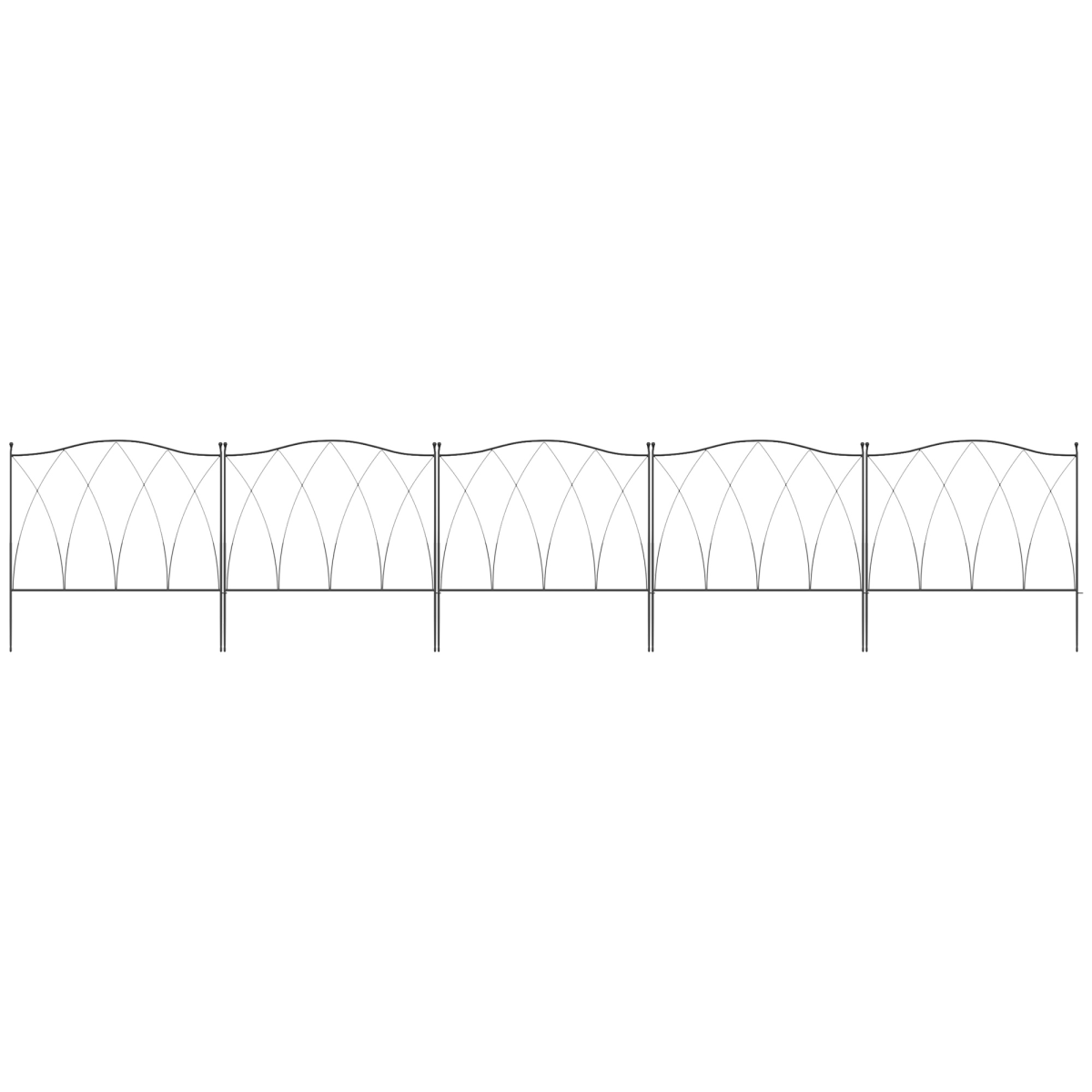 Outsunny 5PCs Decorative Garden Fencing Metal Border Edging