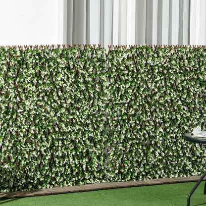 Outsunny 2 Pieces Decorative Trellis with Artificial Leaves, 2m x 1m, Eucalyptus
