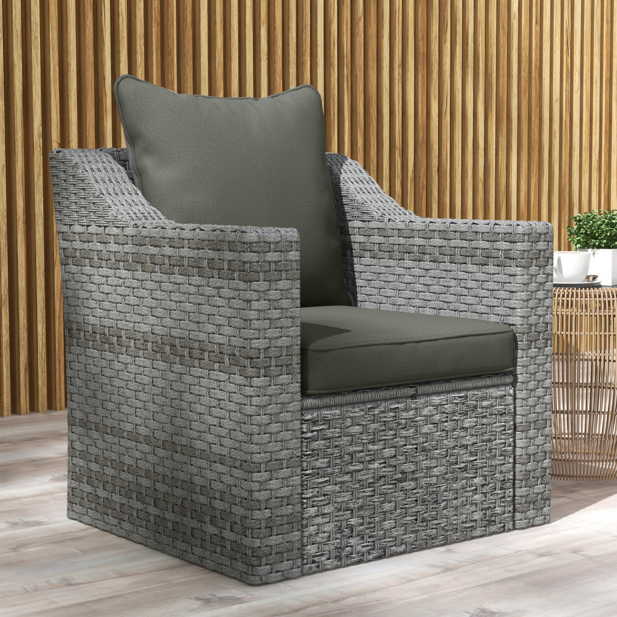 Outsunny One-piece Outdoor Back and Seat Cushion for Garden, Charcoal Grey
