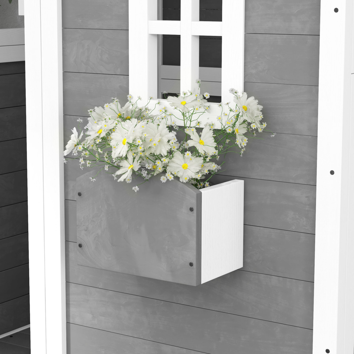 Outsunny Wooden Wendy House for Kids with Floor, for Gardens, Patios - Grey