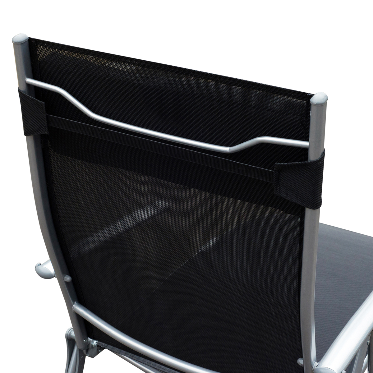 Sun Lounger Recliner Foldable 7 Levels Textilene Black Patio