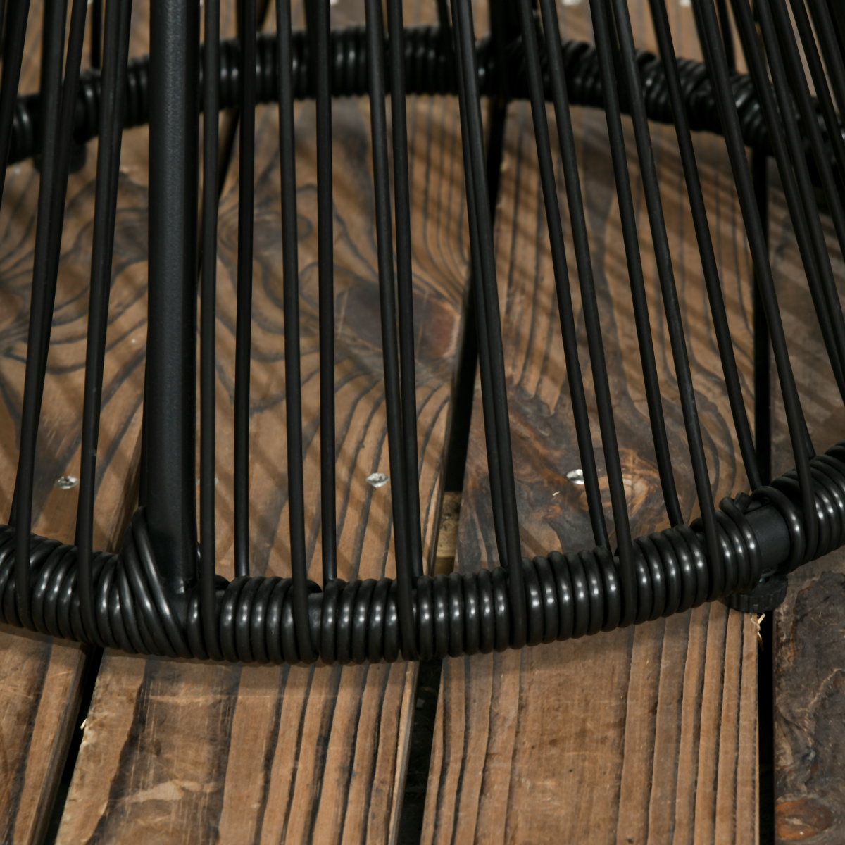 Outsunny PE Rattan End Table, Round Hollow Drum Design Side Table, Black
