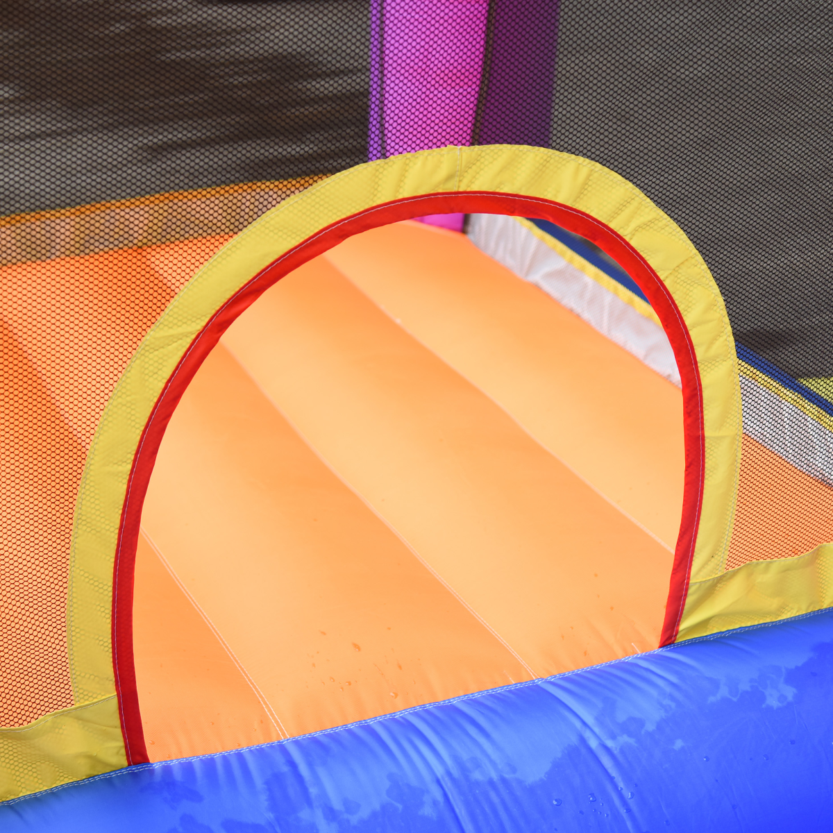 Bouncy Castle with Slide Pool House Inflatable w/ Blower Multi-color Outsunny