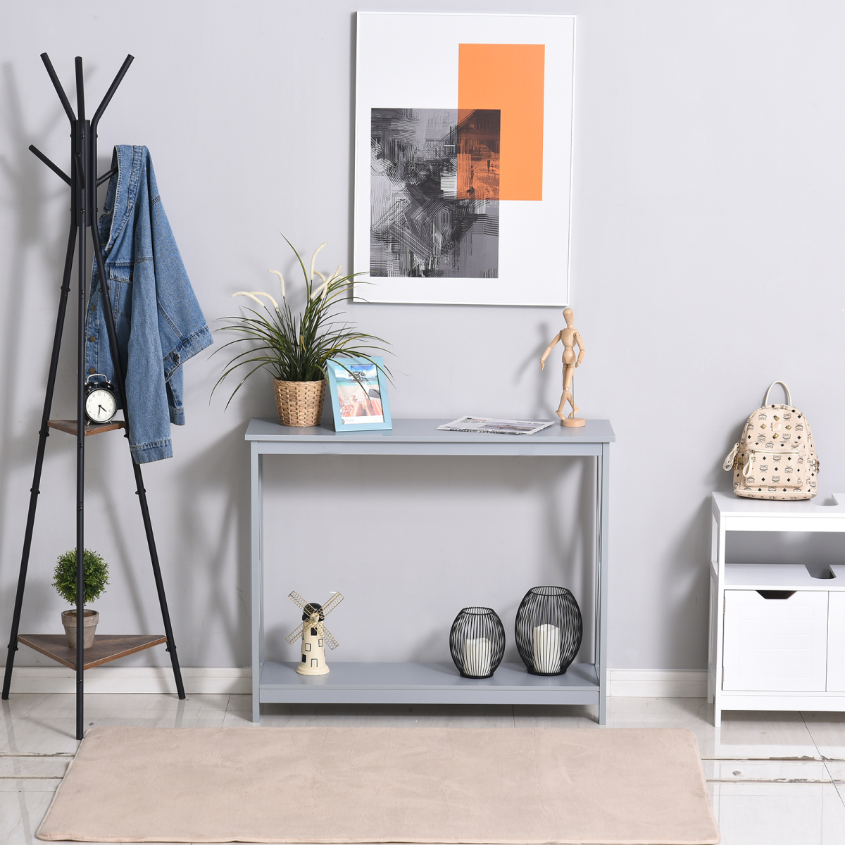 Wooden Console Table Storage Drawer Shelf Entryway Display Stand