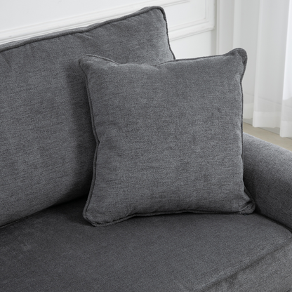 2 Seater Sofas Fabric Sofa with Nailhead Trim Cushions and Throw Pillows Grey