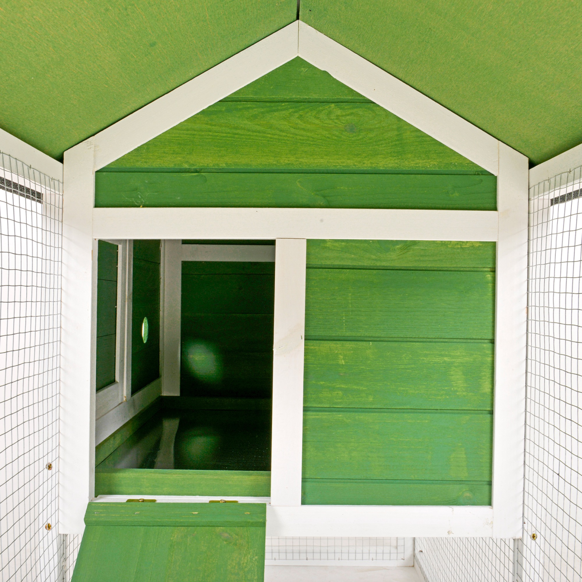 Rabbit Hutch Wood Bunny Cage for Outdoor Indoor w/ Pull Out Tray Run Ramp Green