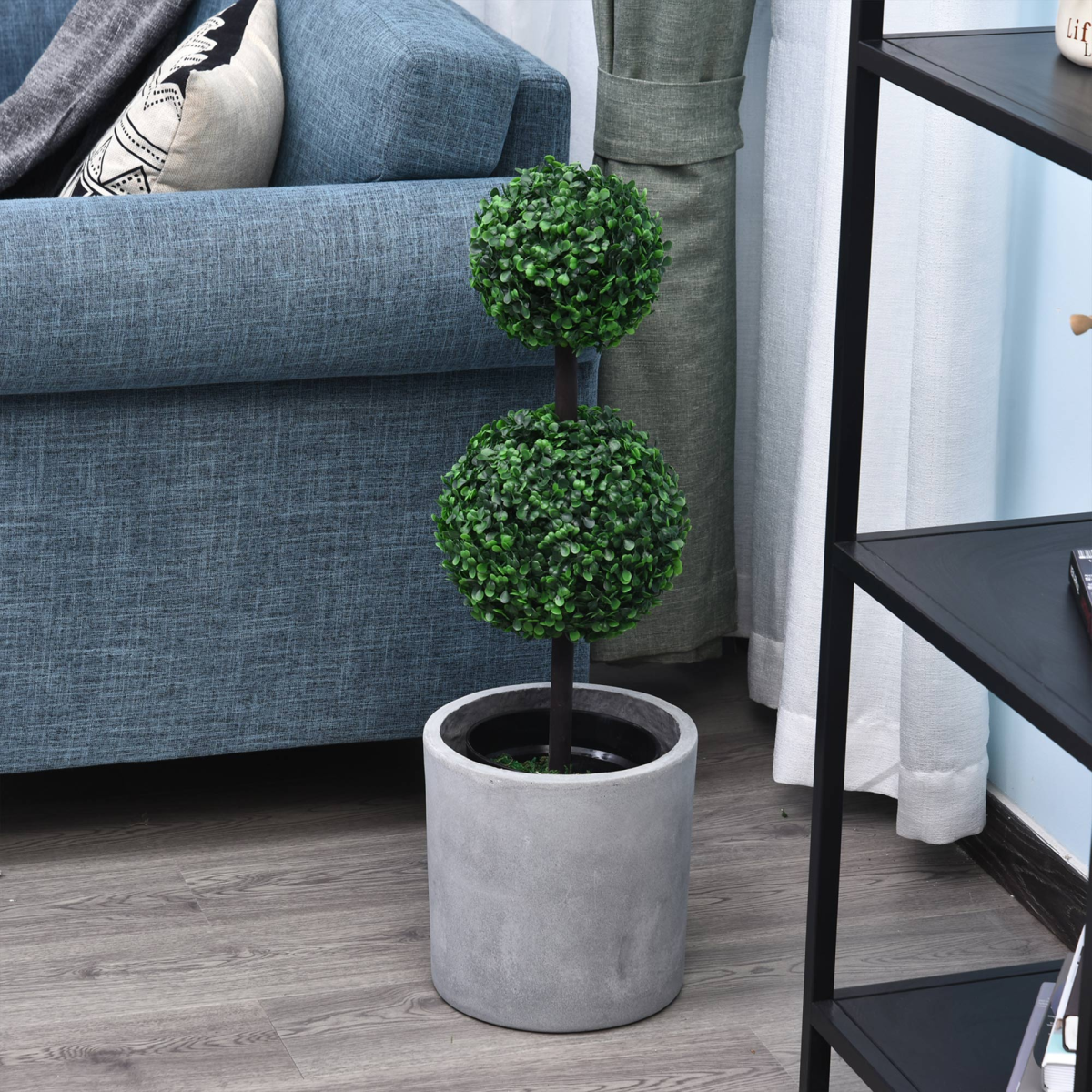PE Set of 2 Artificial Boxwood Ball Topiary Plant Tree's Green
