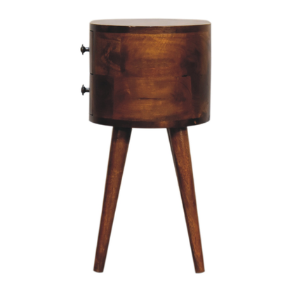 Artisan Furniture Solid Wood Mini Chestnut Rounded Bedside Table, Brown, 2 Drawers