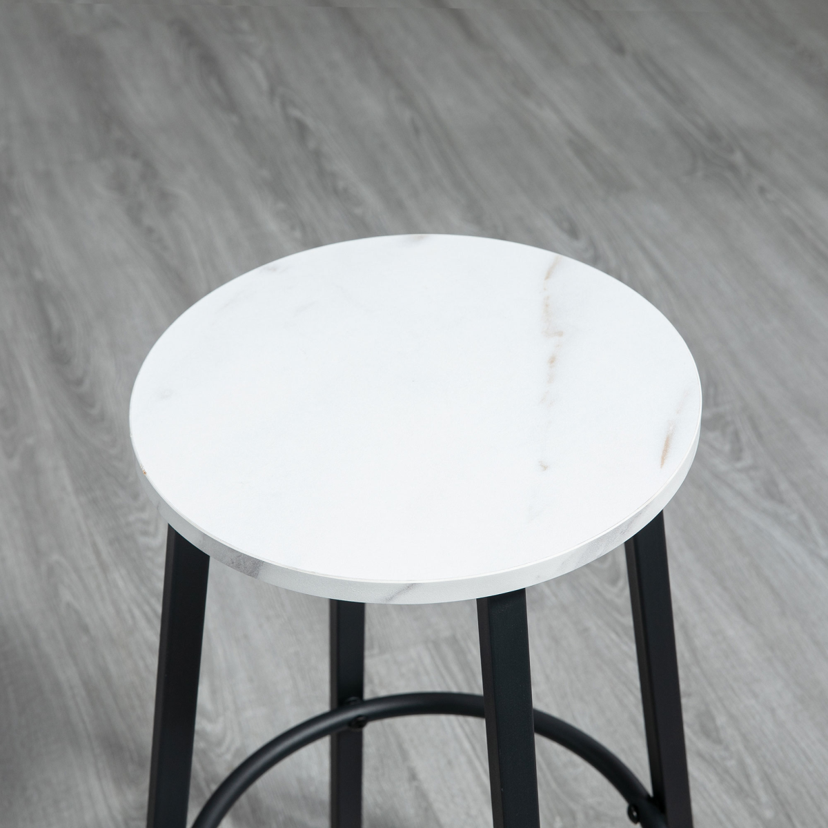 HOMCOM 3 Piece Bar Table Set for 2 with Stools Steel Frame Footrest White