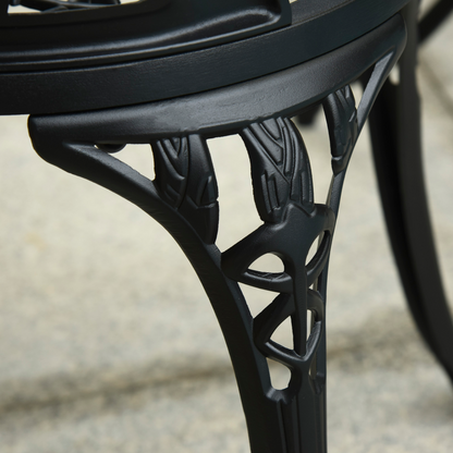 Outsunny 3 Piece Bistro Set, Aluminium Garden Furniture with Umbrella Hole