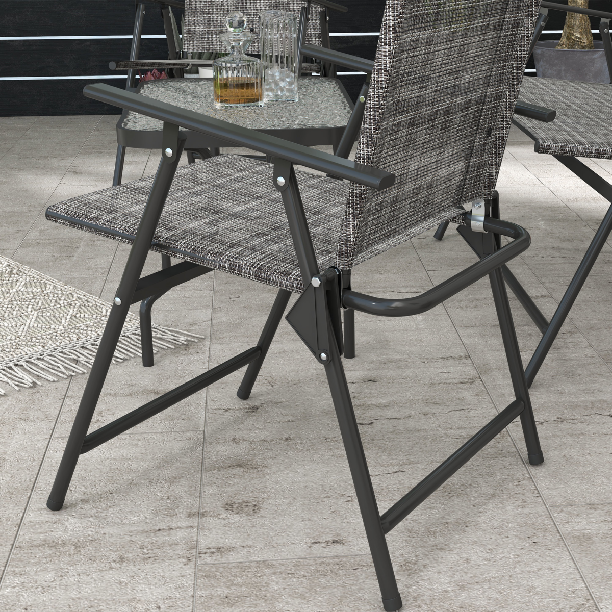 Outsunny Patio Furniture Set, Garden Set with Table, Foldable Chairs, a Loveseat