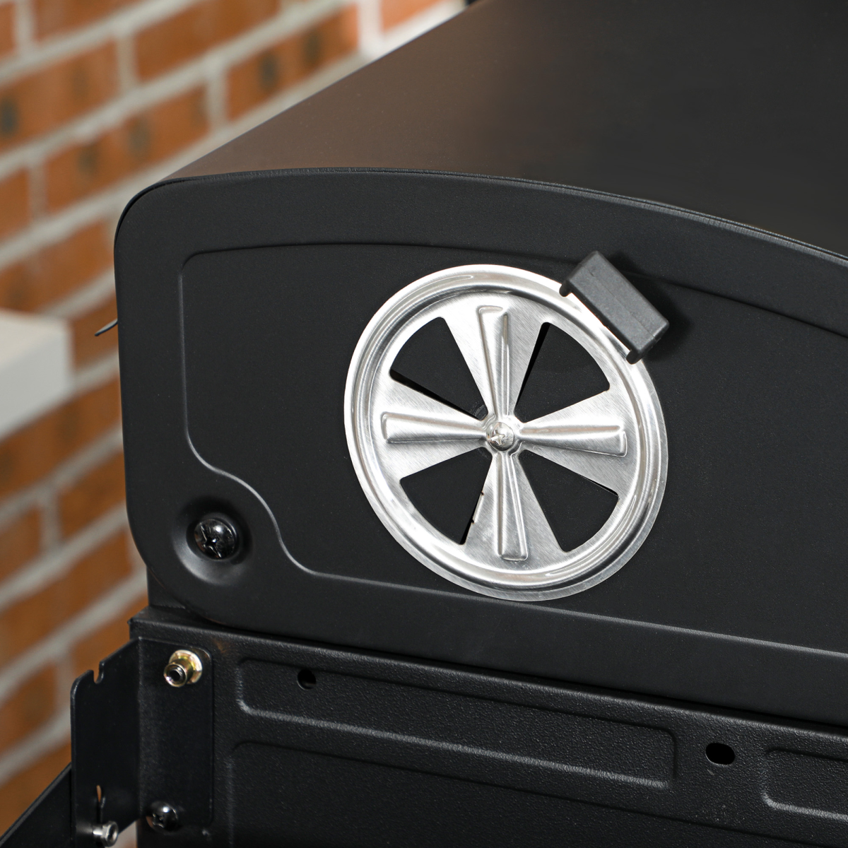 Outsunny Dual Fuel BBQ Grill with Wheels, Warming Rack, Black