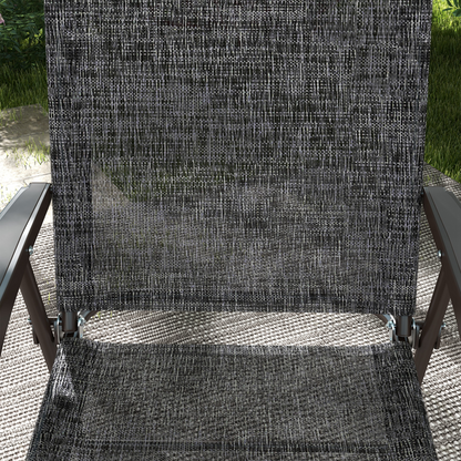 Outsunny Folding Chairs Set with Armrest, Breathable Mesh Fabric Seat, Grey
