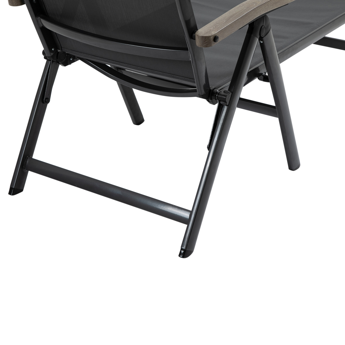 Folding Sun Lounger, Adjustable Chaise Lounge Chair Aluminium Frame Grey