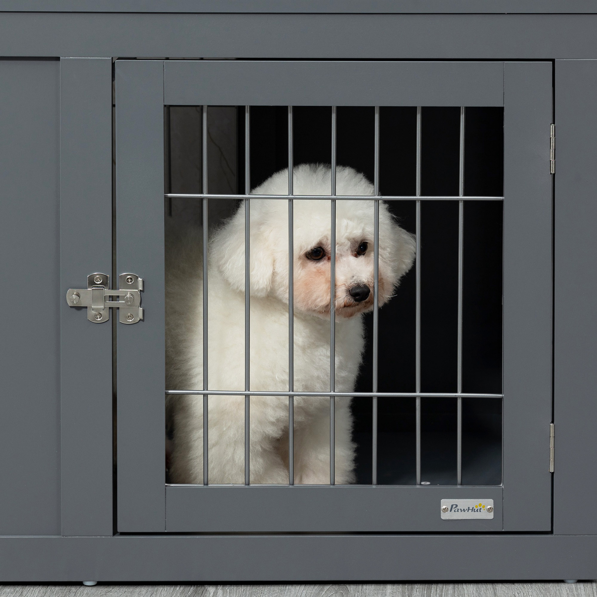 Furniture-Style Dog Crate Two Lockable Doors, for Small & Medium Dogs Pawhut