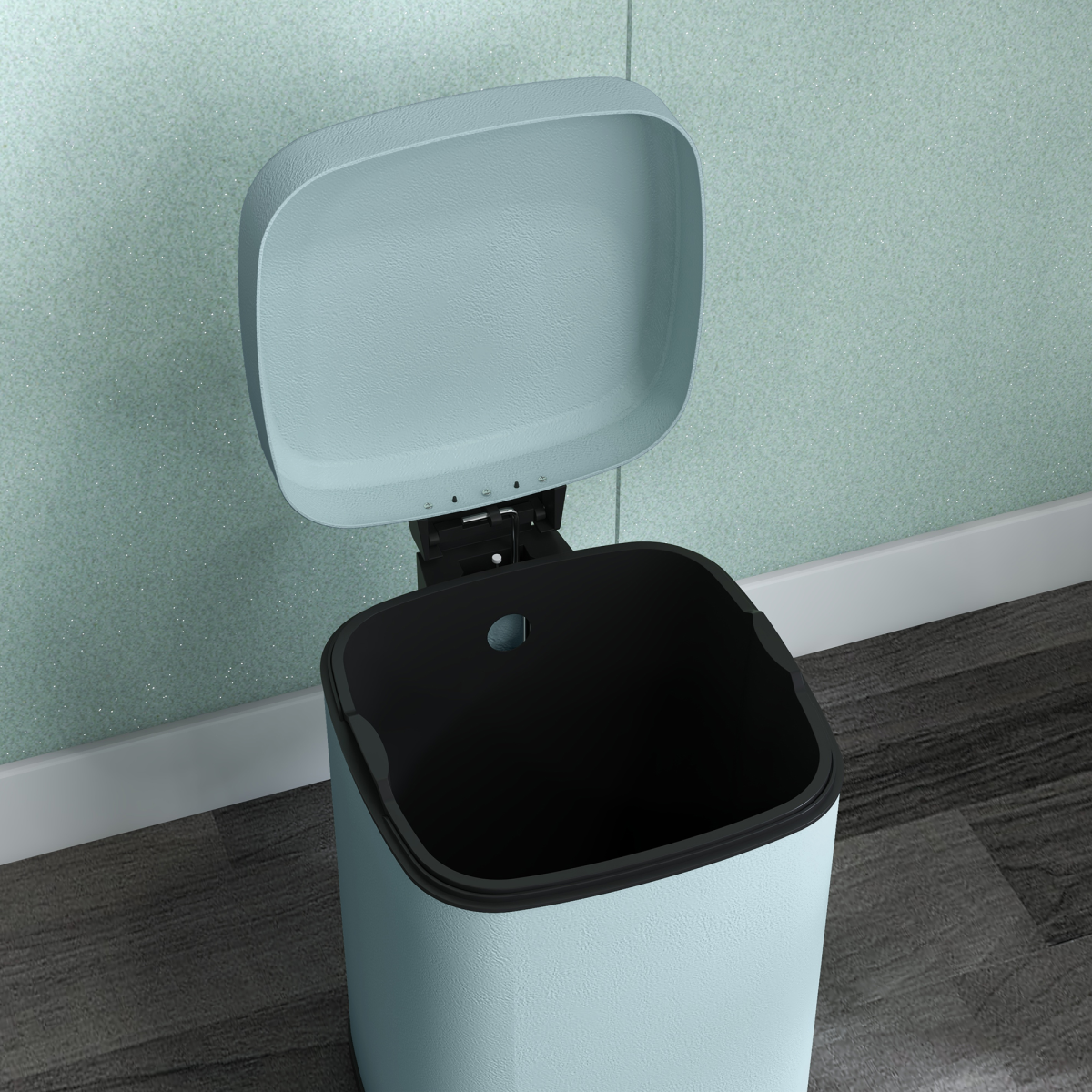 HOMCOM 12L Kitchen Pedal Bin, Metal Rubbish Bin with Soft-close Lid, Light Green