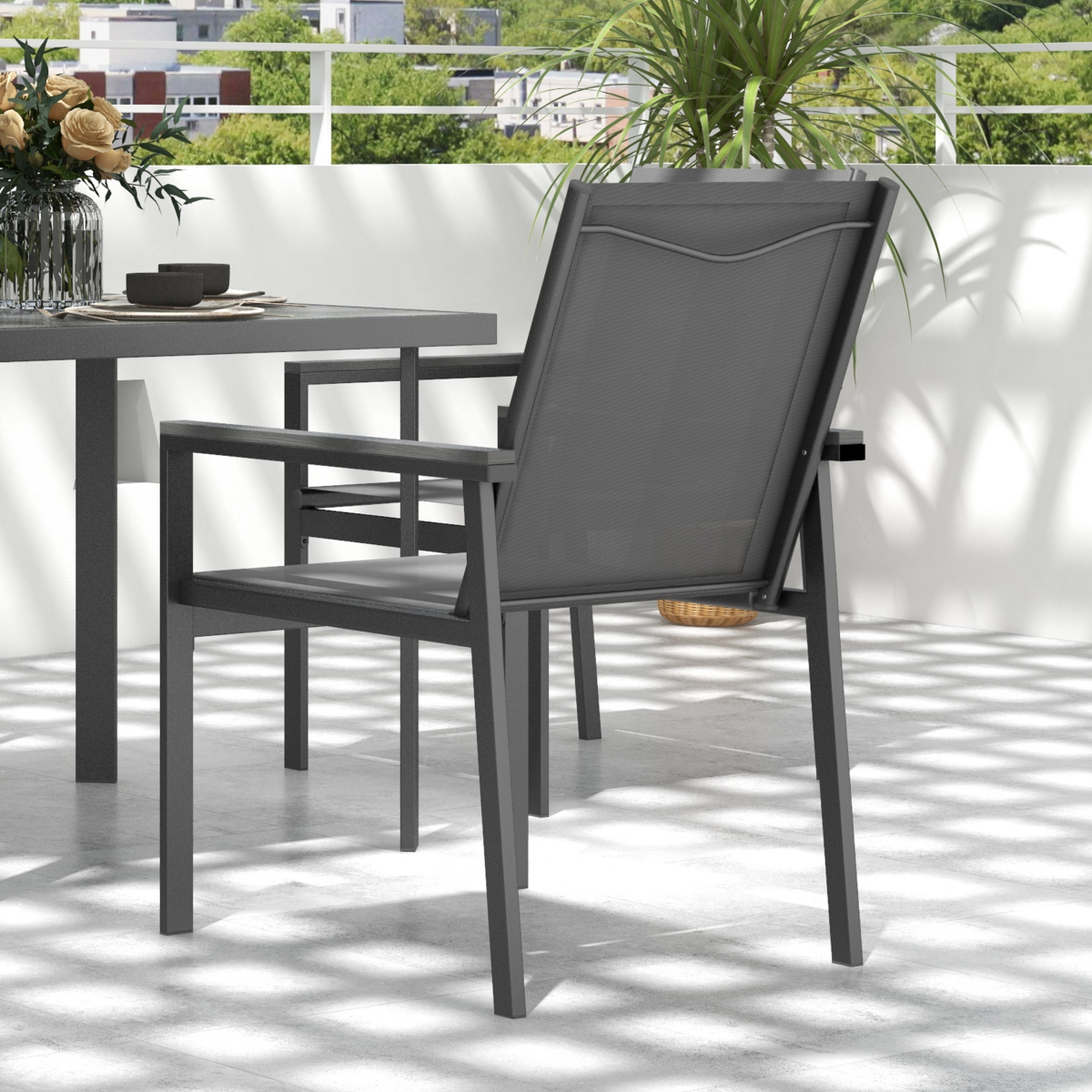 Outsunny 5 Piece Garden Dining Set, Outdoor Table and 4 Chairs, Grey