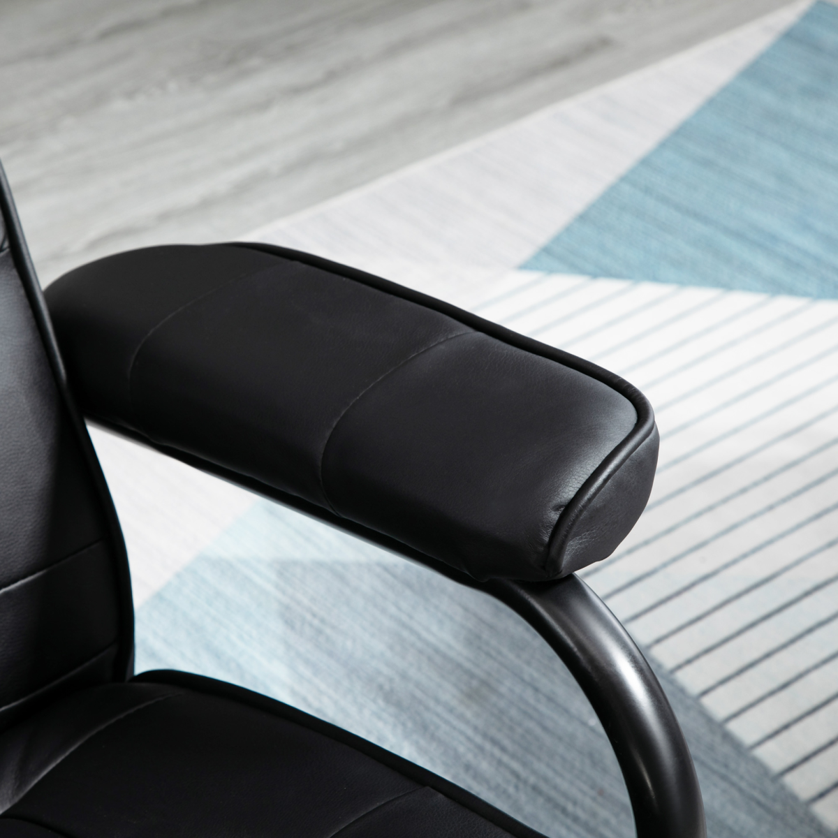 Freestanding Living Room Chair with High Density Cushion and Footrest Black