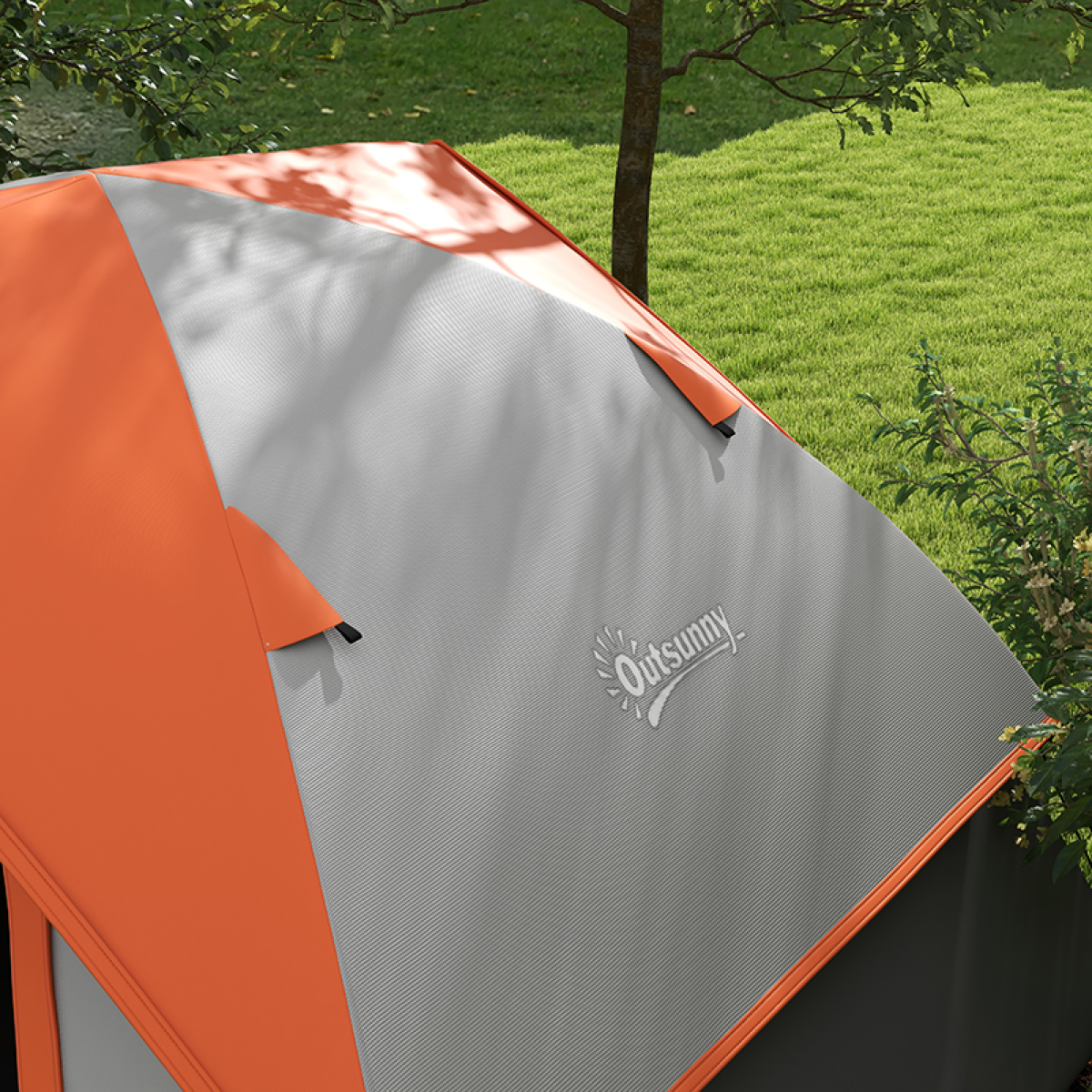 Outsunny Camping Tent, 2 Man Family Tent, Grey and Orange