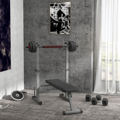 Adjustable Weight Bench Foldable with Barbell Rack and Dip Station HOMCOM