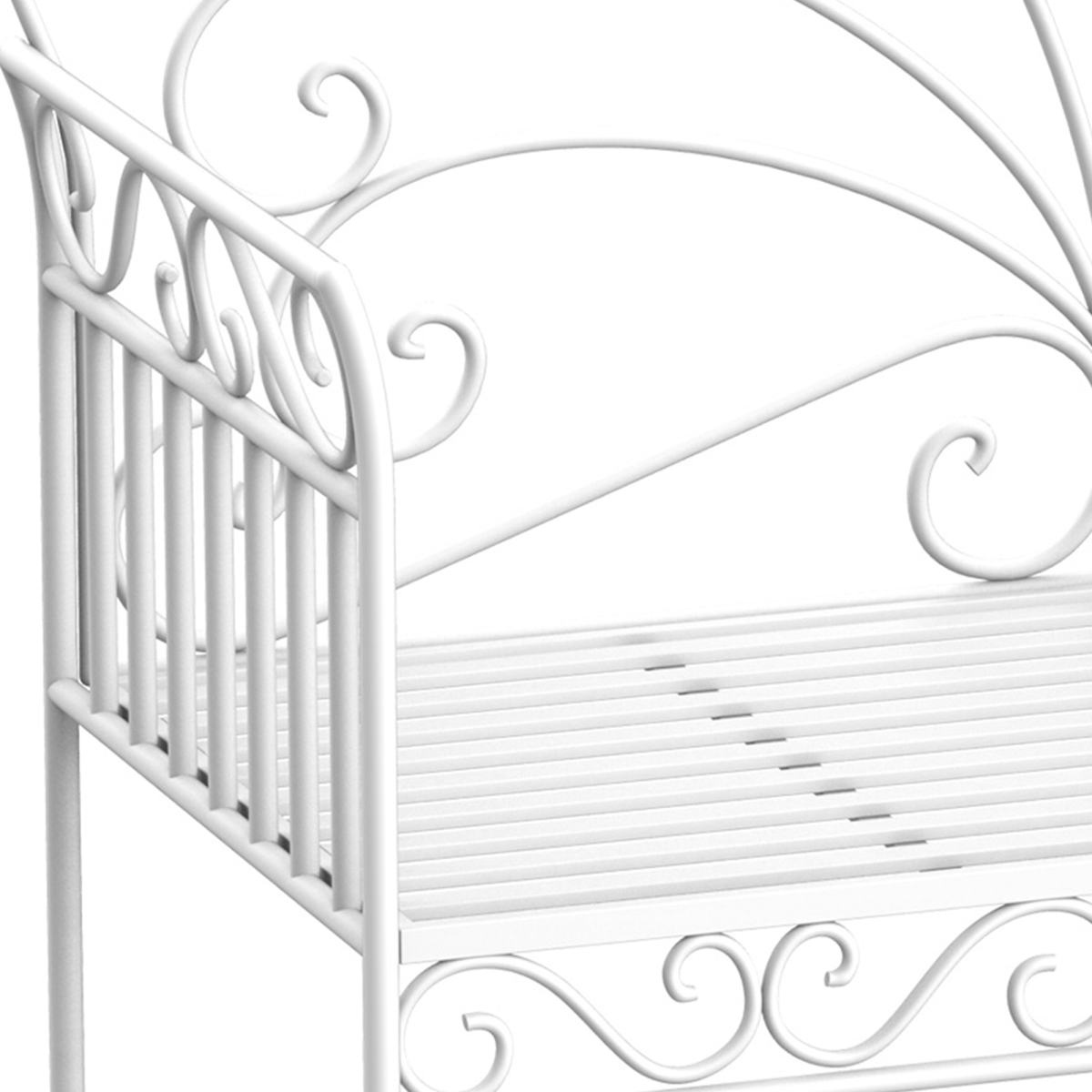 2 Seater Metal Bench Park Seating Outdoor Furniture Chair w/ Backrest White