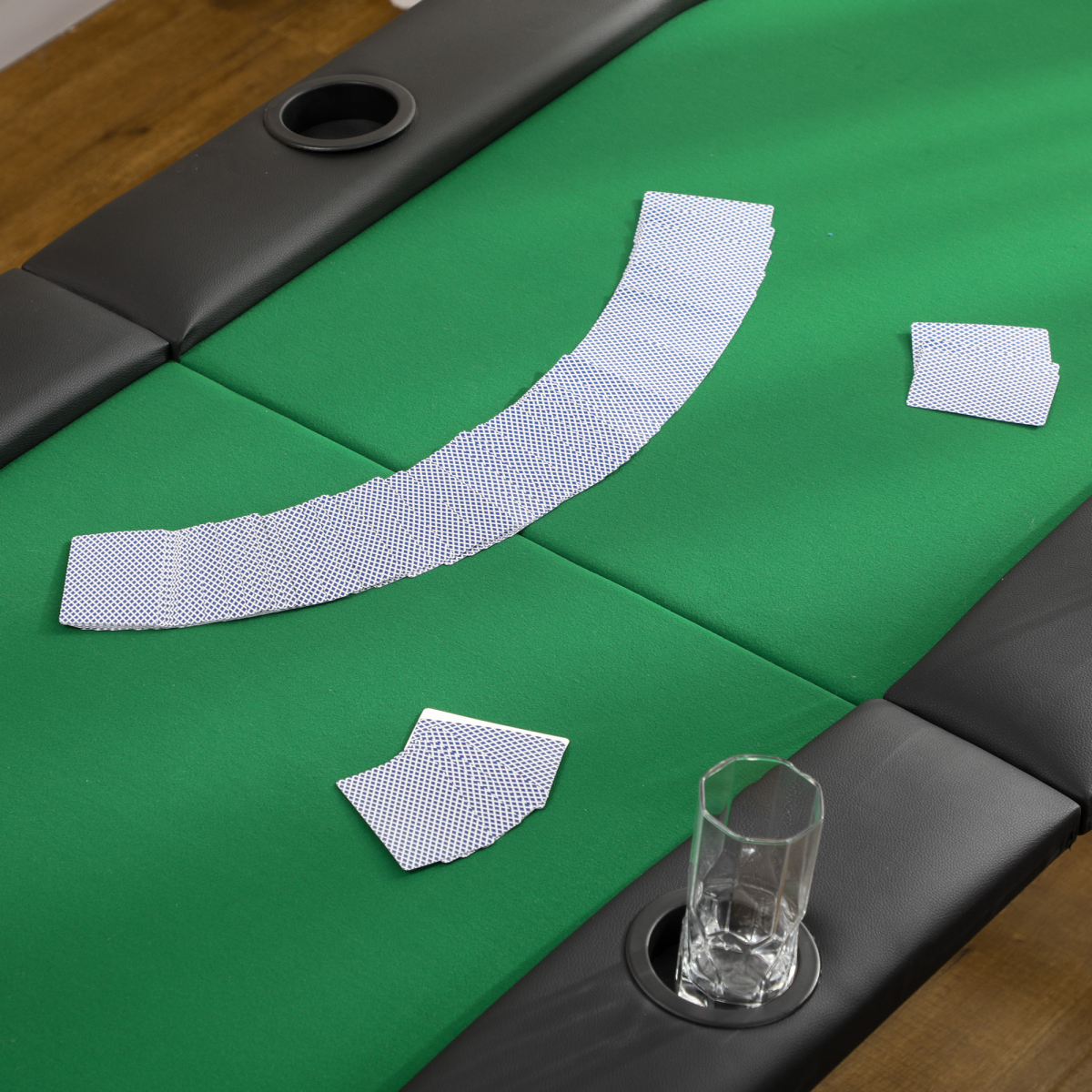 Foldable Poker Table Casino Top 8 Players Game Trays Drink Holder