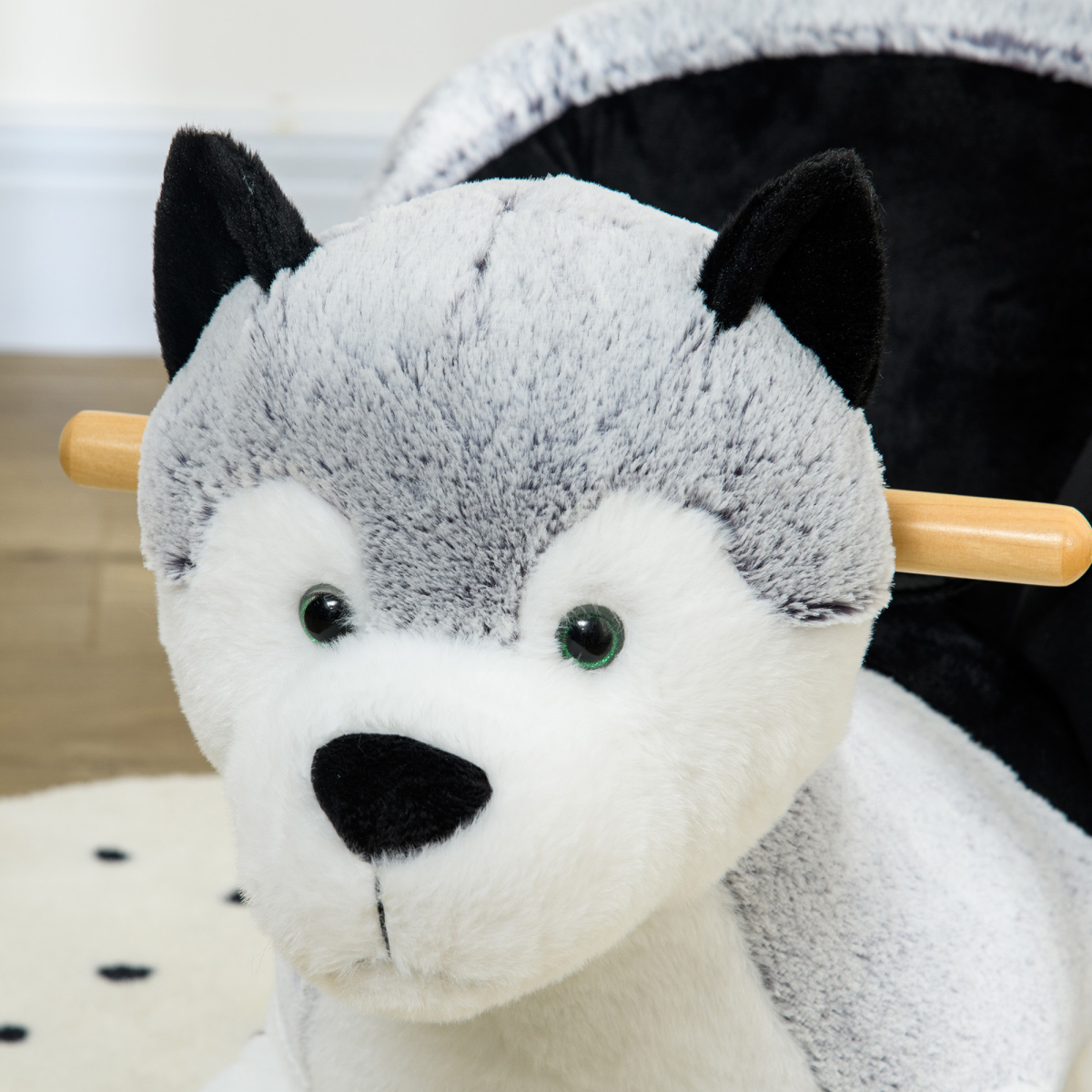 HOMCOM Husky-Shaped Baby Rocking Horse with Seatbelt, for Ages 18-36 Months
